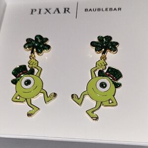 PIXAR BaubleBar monsters inc Mike Wazowski irish themed Earrings